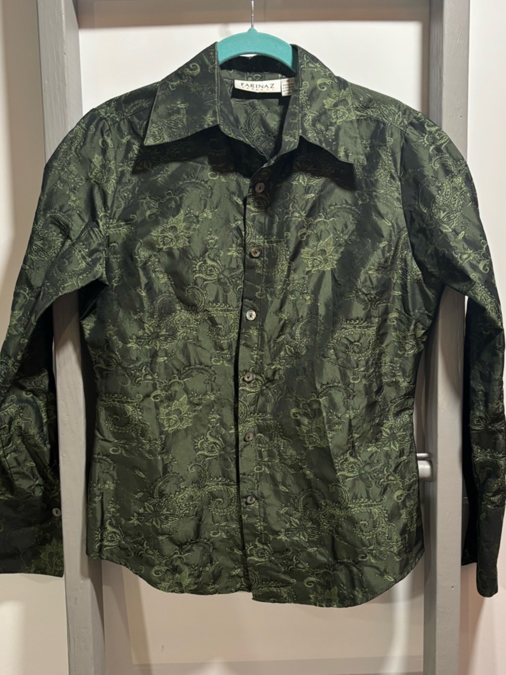 FARINAZ Taghavi Sz 8, fitted shirt, whimsigoth, fairy grunge, 90’s, paisley